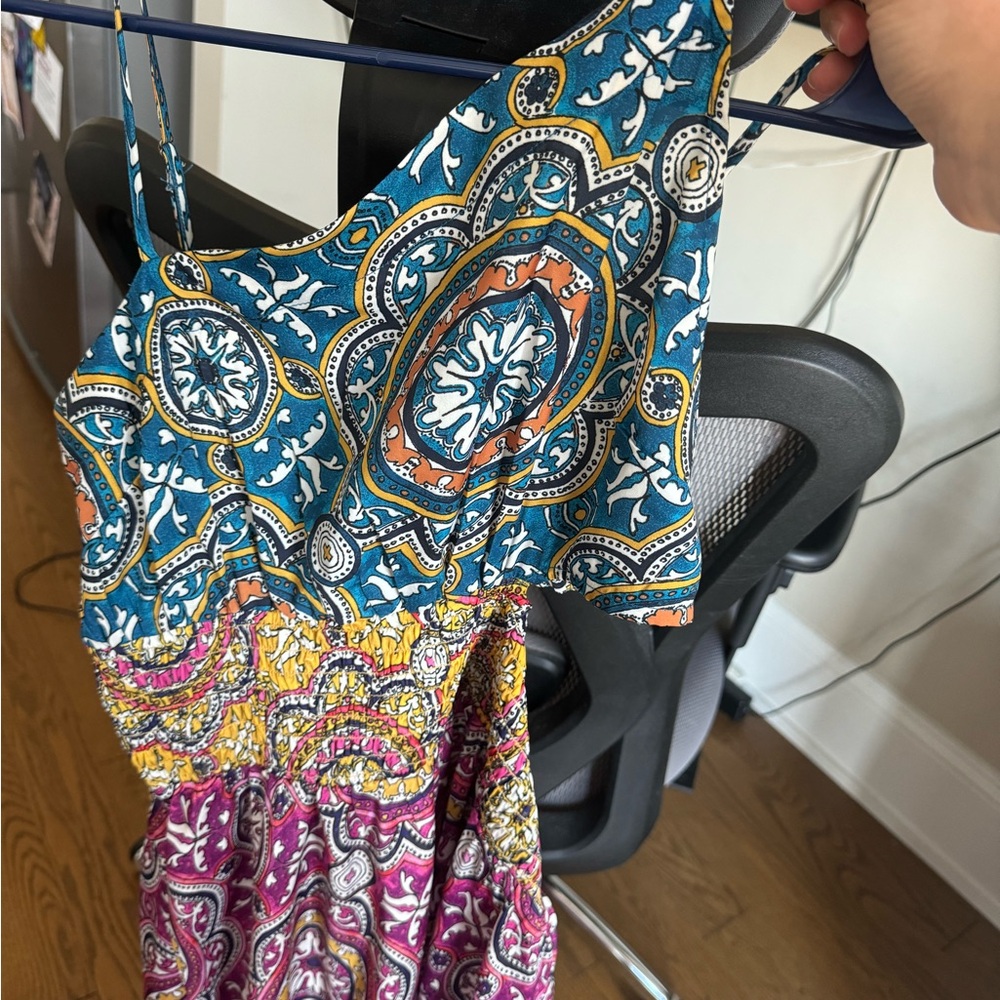 Anthropologie Blue, Yellow, Pink Patterned Dress